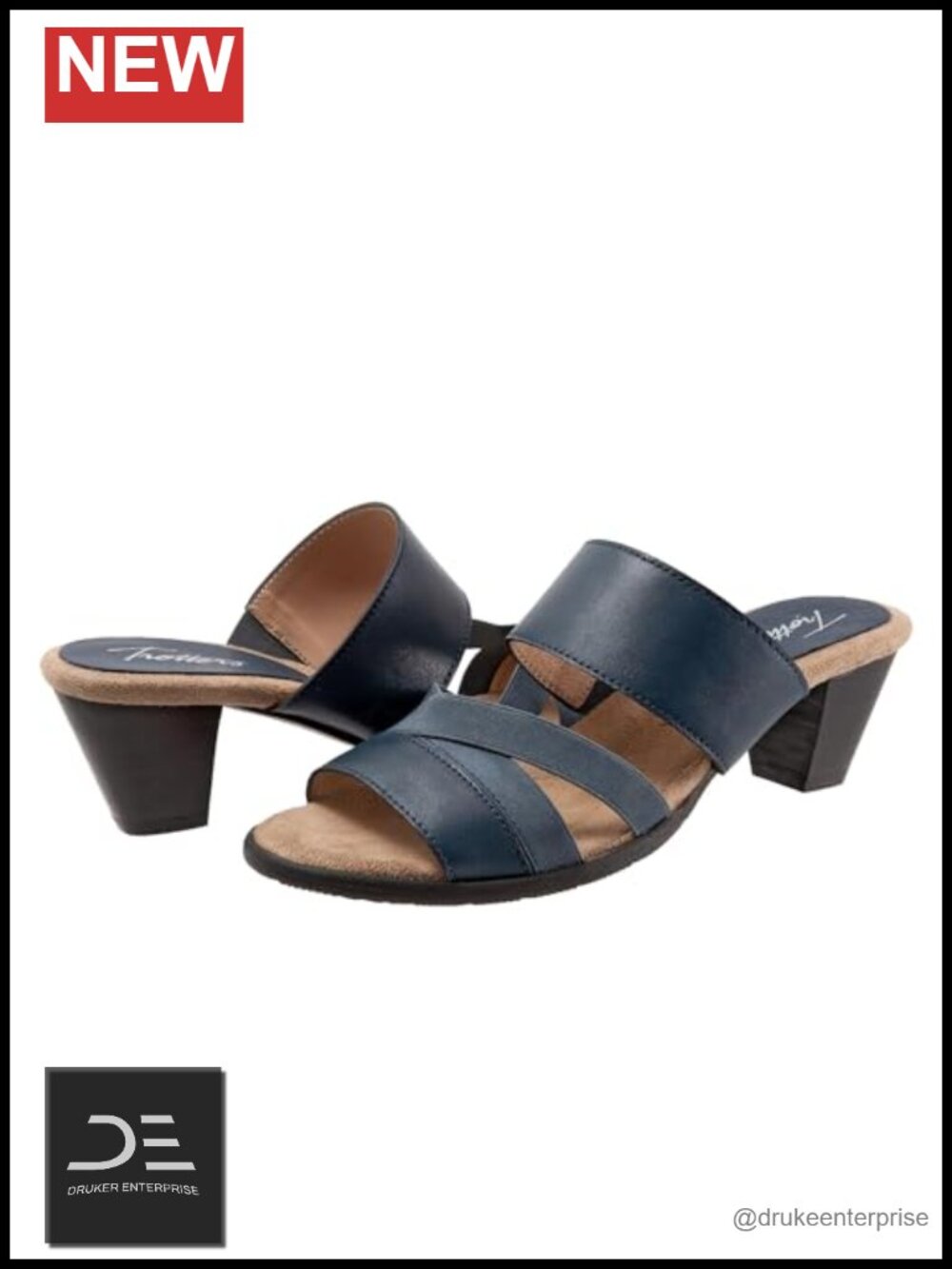Trotters Laila Nappa Leather Ankle Strap Slide Sandals Heels Padded Insole